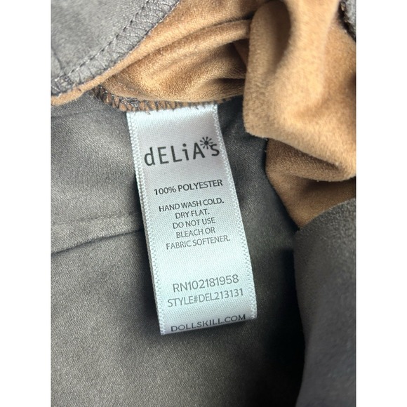 Delia's Dolls Kill Women's M Brown Patchwork Flare Pants Faux Suede - Picture 3 of 9